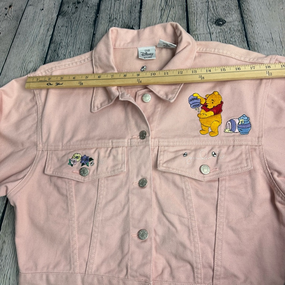 Vintage 90s Disney Winnie the Pooh Pastel Pink Cropped Denim Jacket Size Medium - Picture 8 of 12